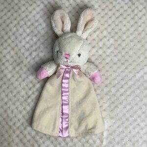 Hug Fun Plush Bunny Lovey with Pink Satin Trim and Accents
